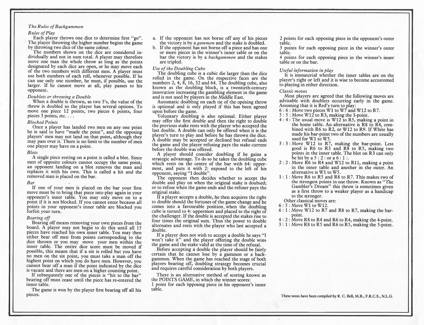 Backgammon (1975) – A Vintage Game of Tactics, Luck, and Tradition