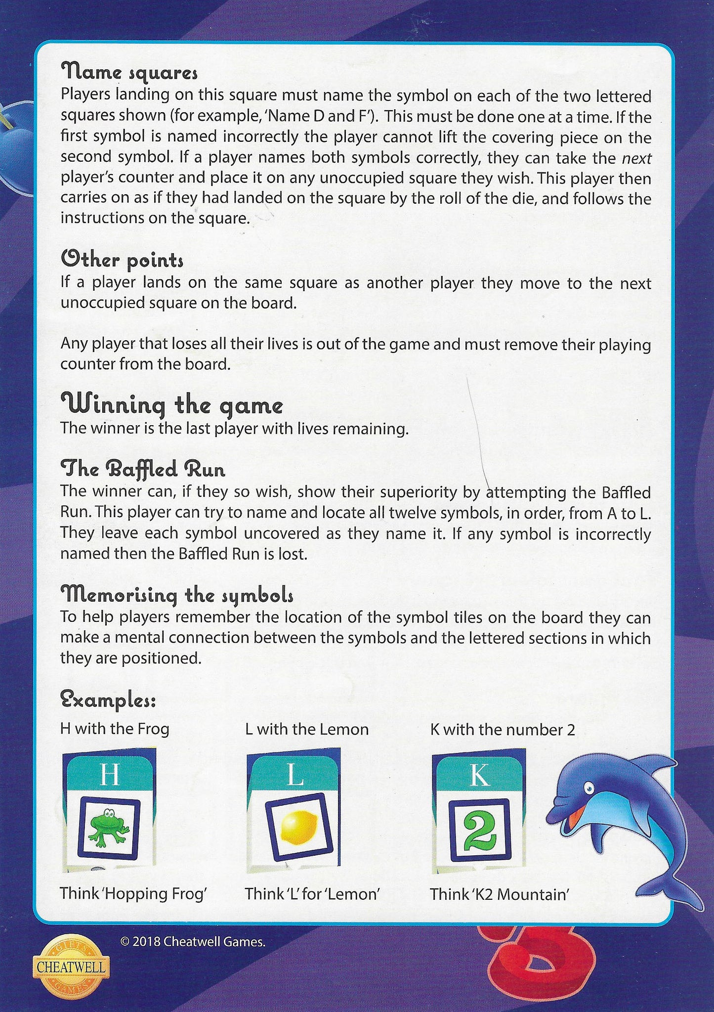 Baffled (2018) instructions Swap, guess, and find your colour set.