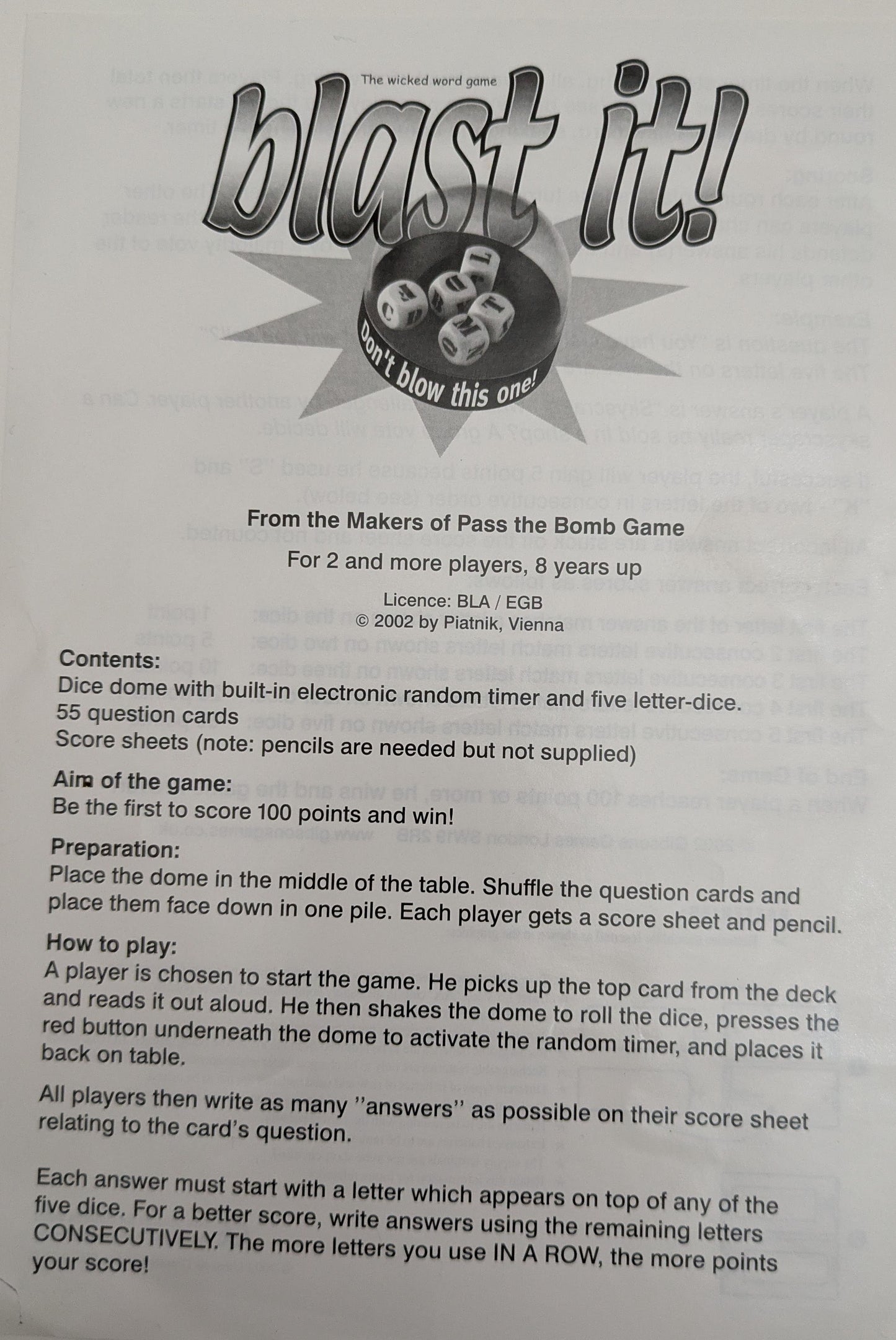 Blast It! (2002) - Fast-Paced Word Game | Rent Now from GamesUnite