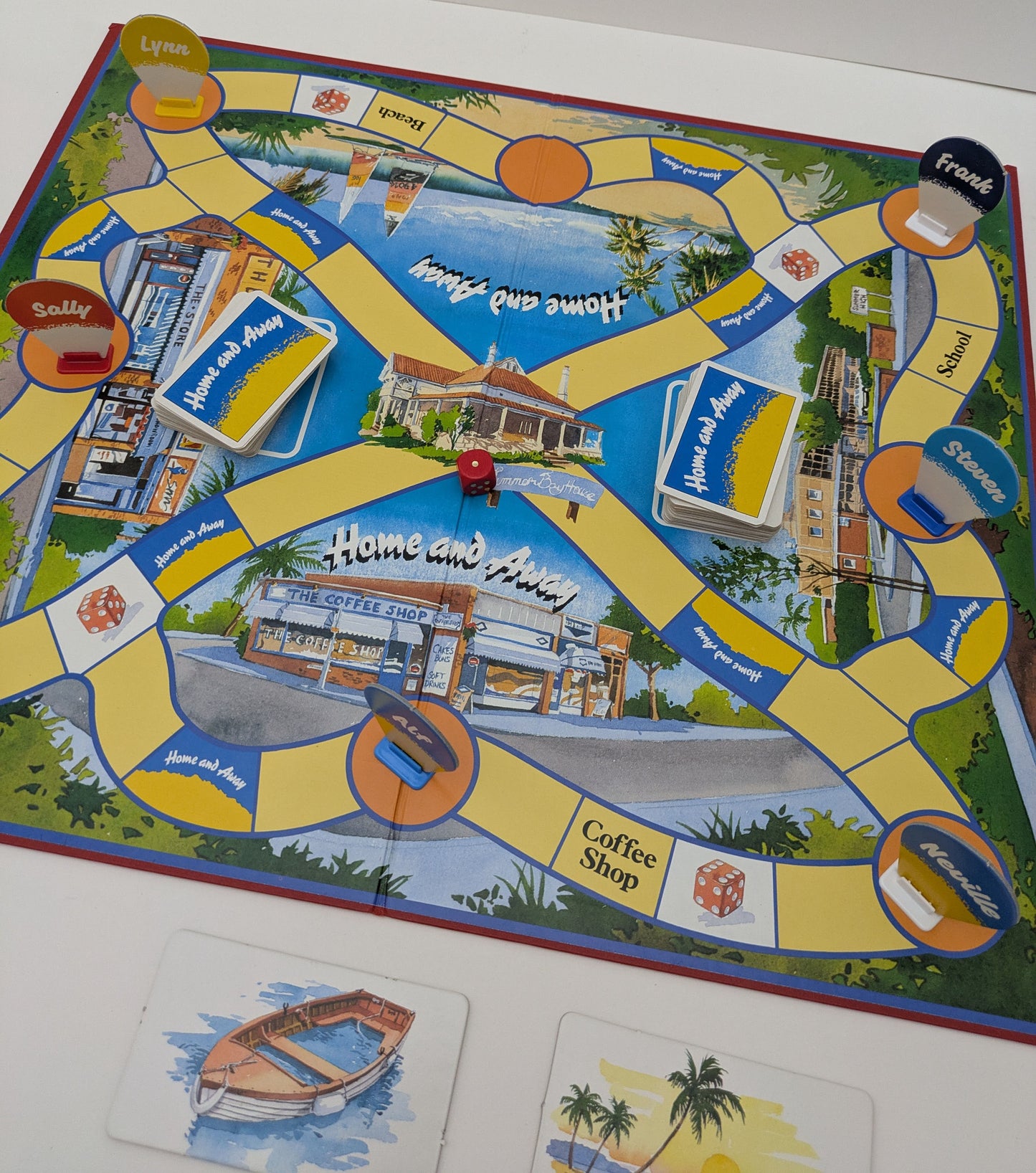 Dive into the world of Carly, Lynn, and Frank in Home and Away (1989) – the classic clue-based board game.