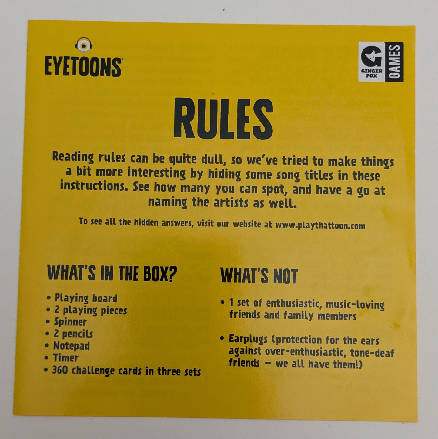 "Eyetoons game instructions showing how to guess songs, draw cartoons, and hum tunes in this fun musical quiz game."