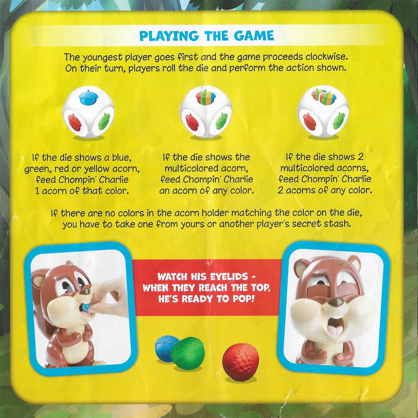 From dice to stash, Chompin’ Charlie (2021) is a fast-moving game of silly fun and flying acorns!