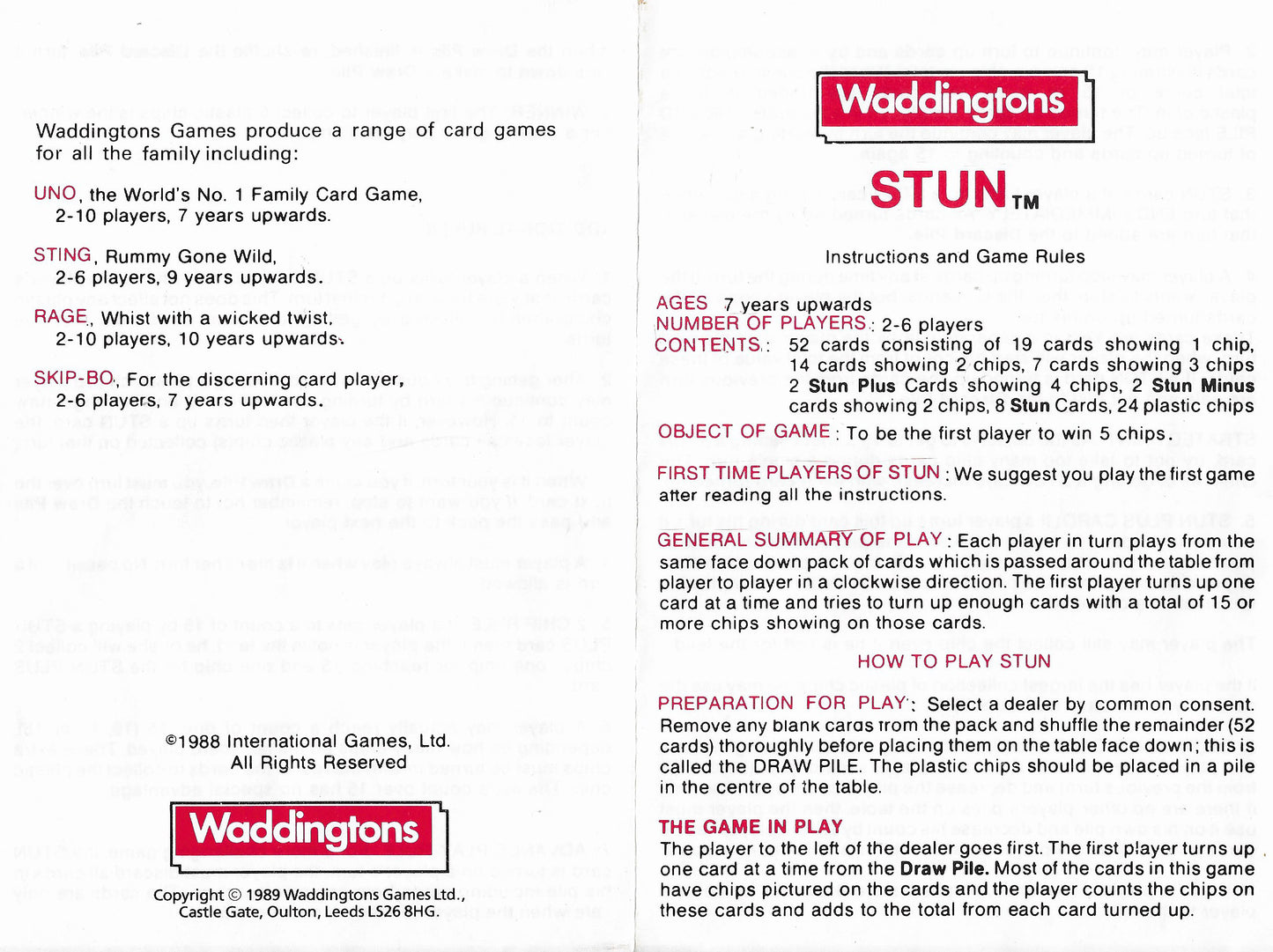 How to Play Stun (1988) Turn Over Cards and Watch Out for the STUN!