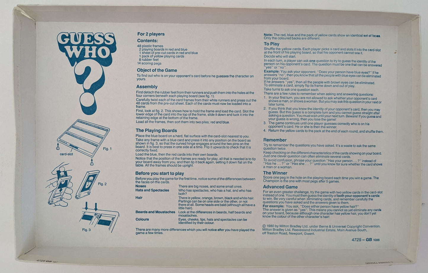 How to play Guess Who (1980) Ask yes or no questions, flip the faces, and be the first to guess who they’ve got.