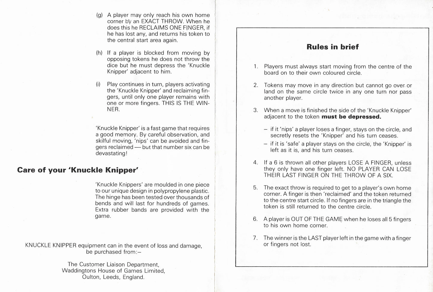Knuckle Knipper (1979) Rules – Simple Instructions for Family Fun