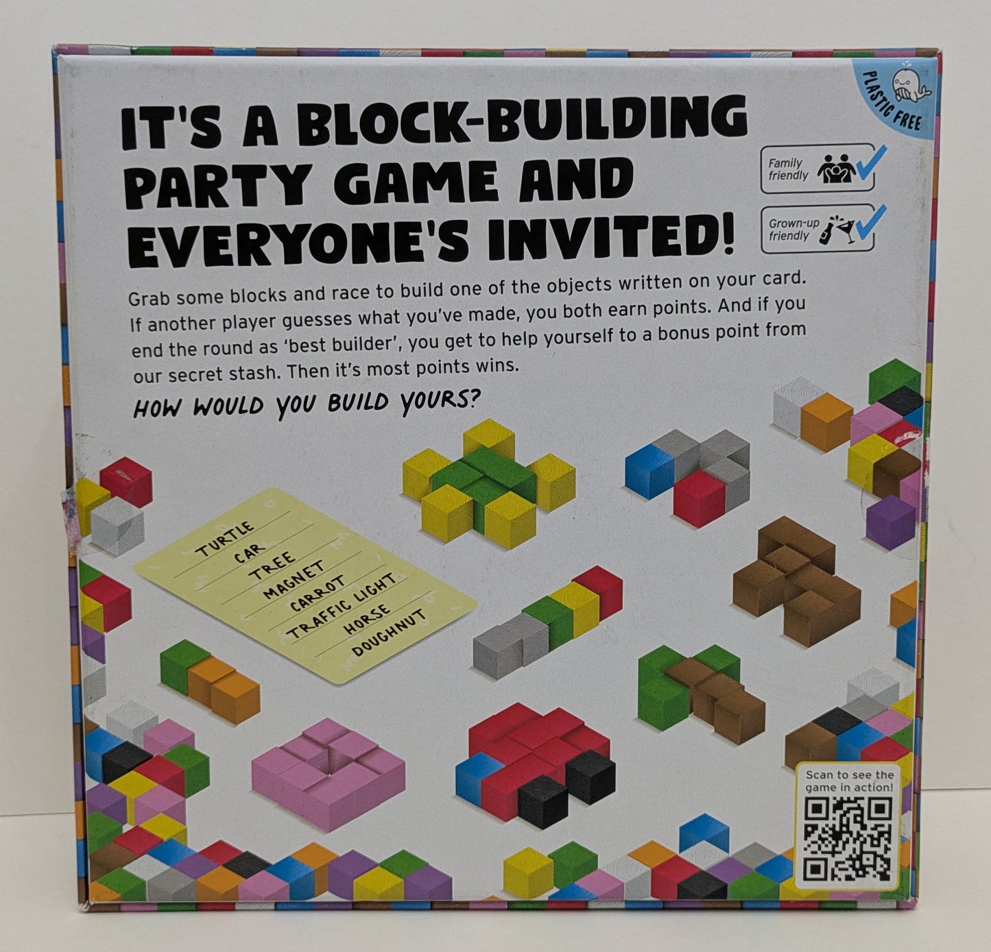 Laugh out loud as your friends try to guess your build in Block Party (2022).