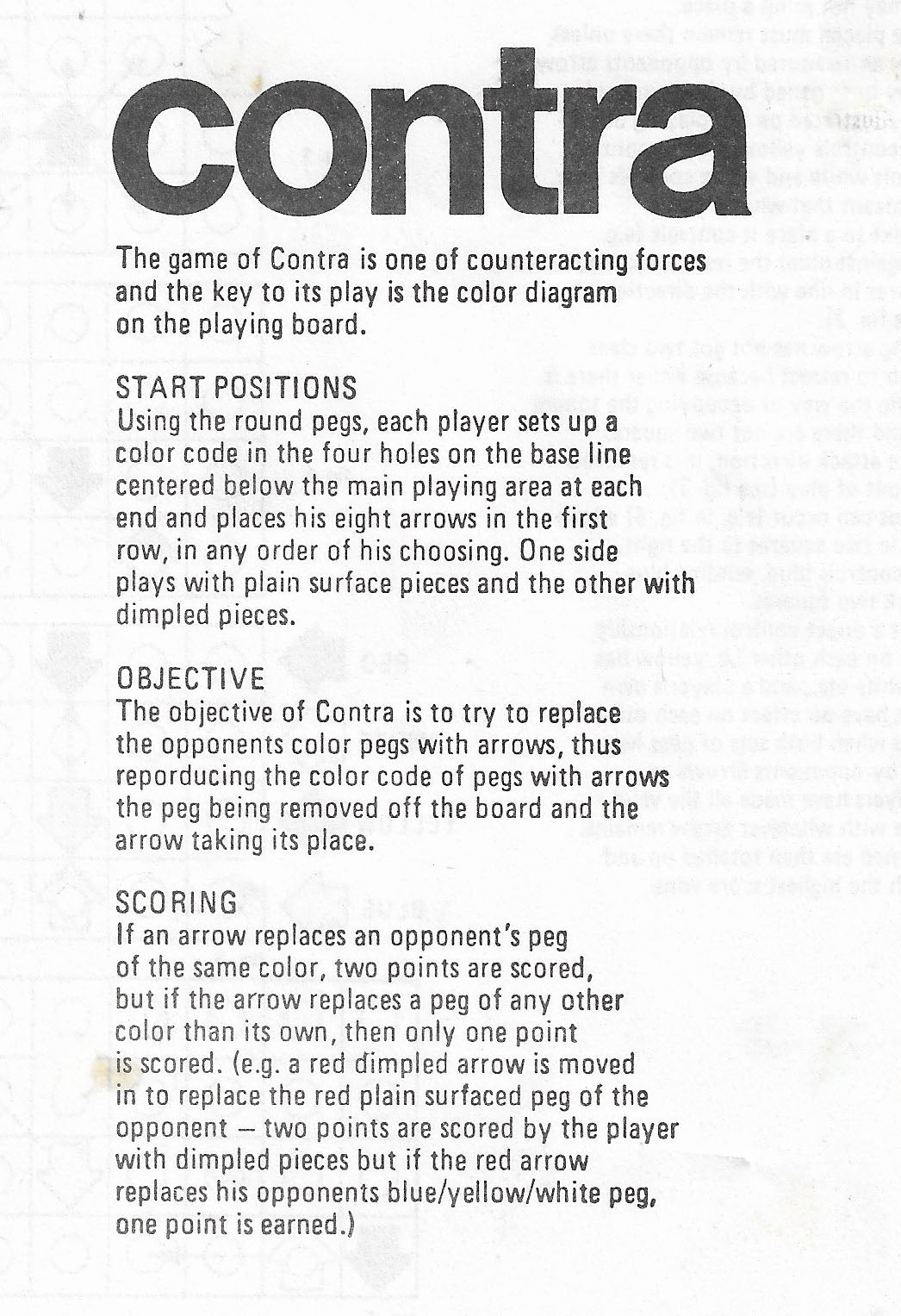 Learn how to play Contra (1975) with the original rules and discover its clever scoring system.