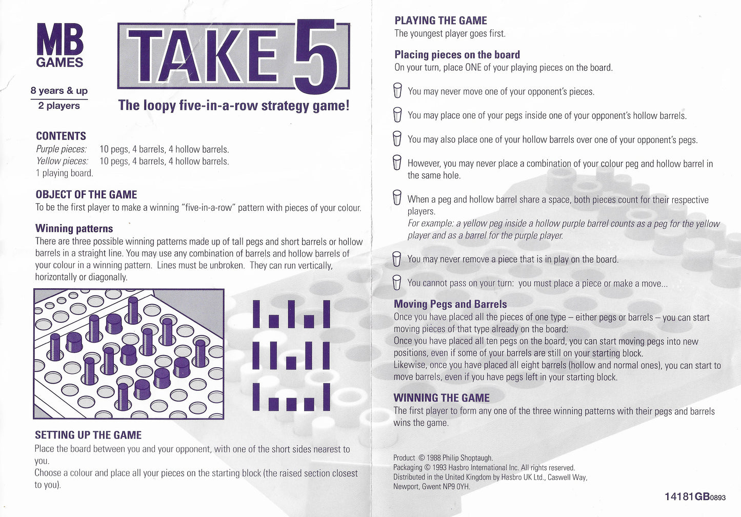 Learn how to play Take 5 (1993) with the official game rules and discover how every peg and barrel could lead you to victory.