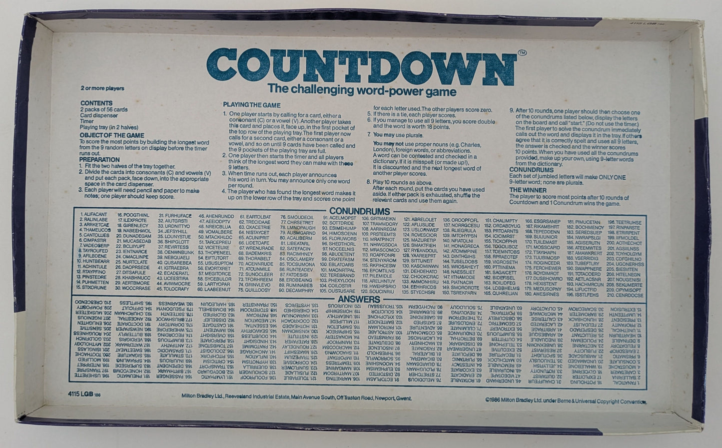 Learn the official rules of play for Countdown (1986) and master the conundrums.