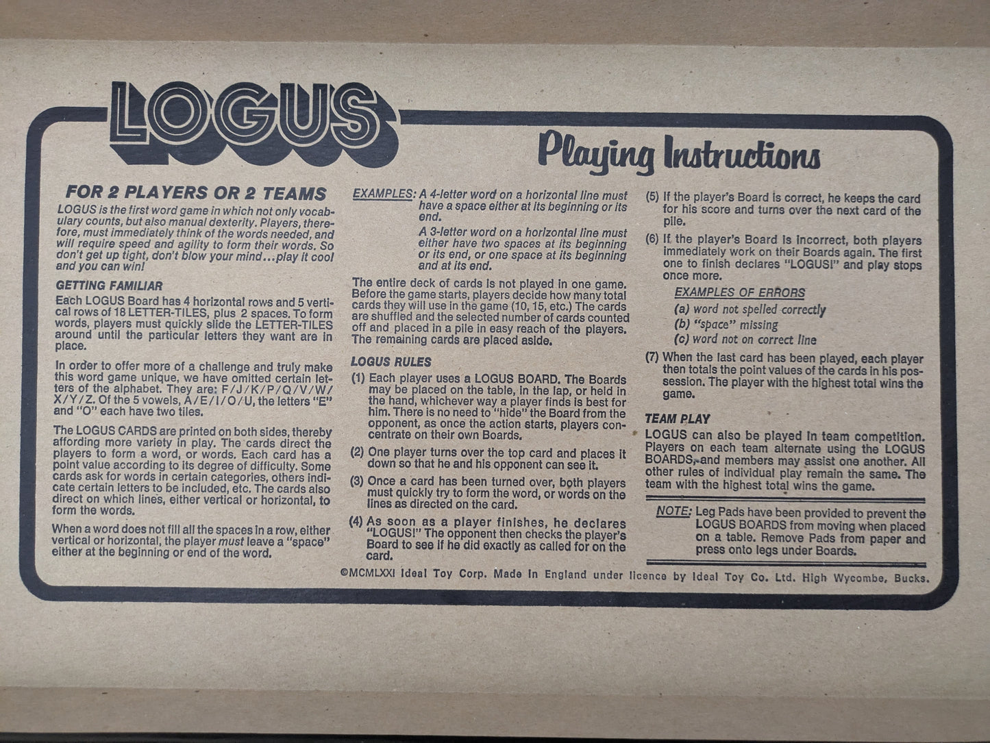 Logus (1971) – A Brilliant Little Word Game You’ve Probably Never Played