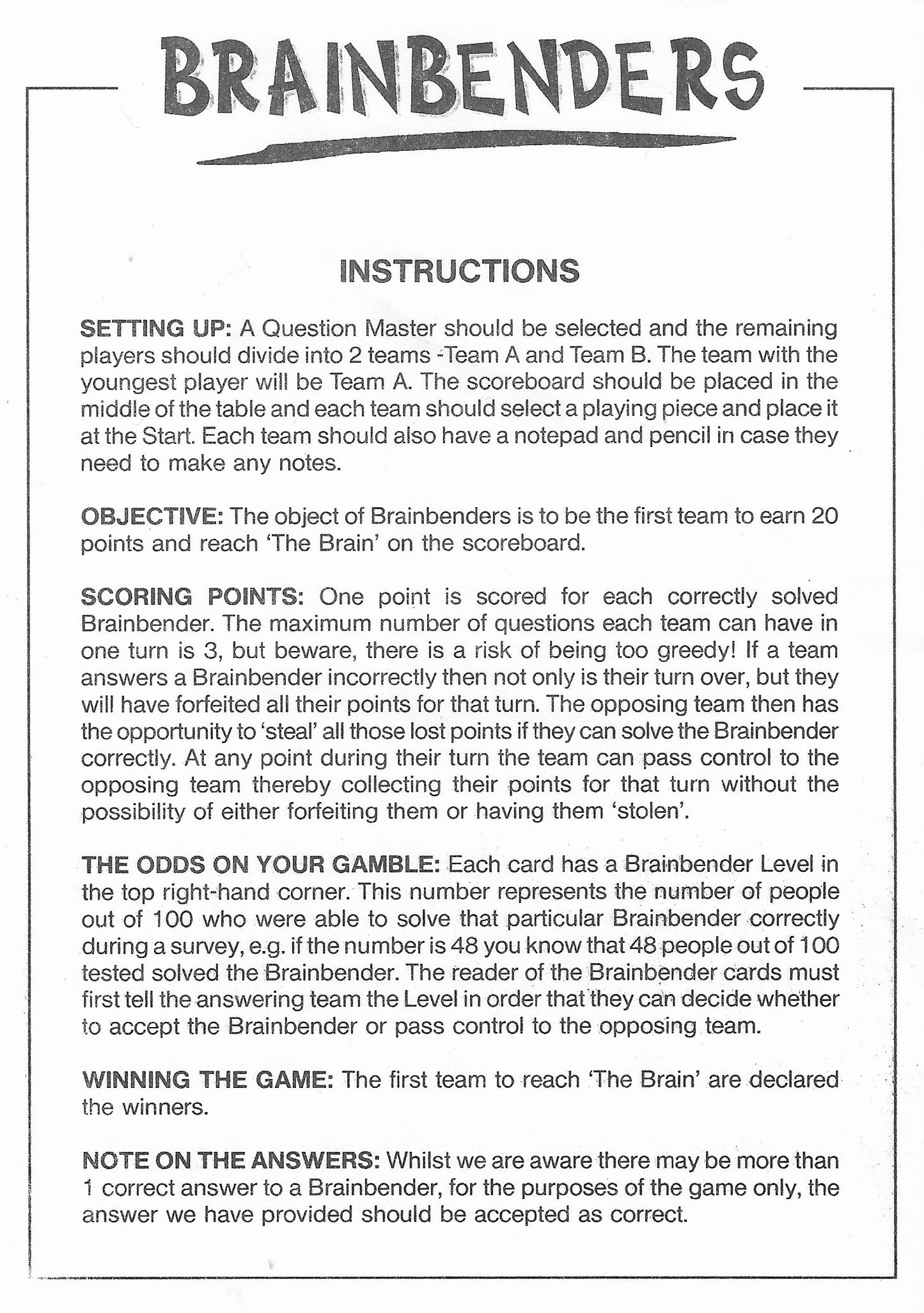 Master the Rules of Brainbenders (2005) – It’s All About Brains, Bets, and Brilliant Answers.
