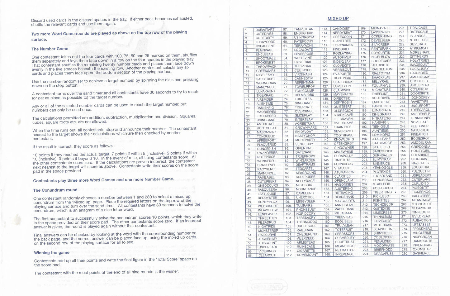 Official Rules for Countdown (1997) – Word Games, Number Games, and the Conundrum Explained