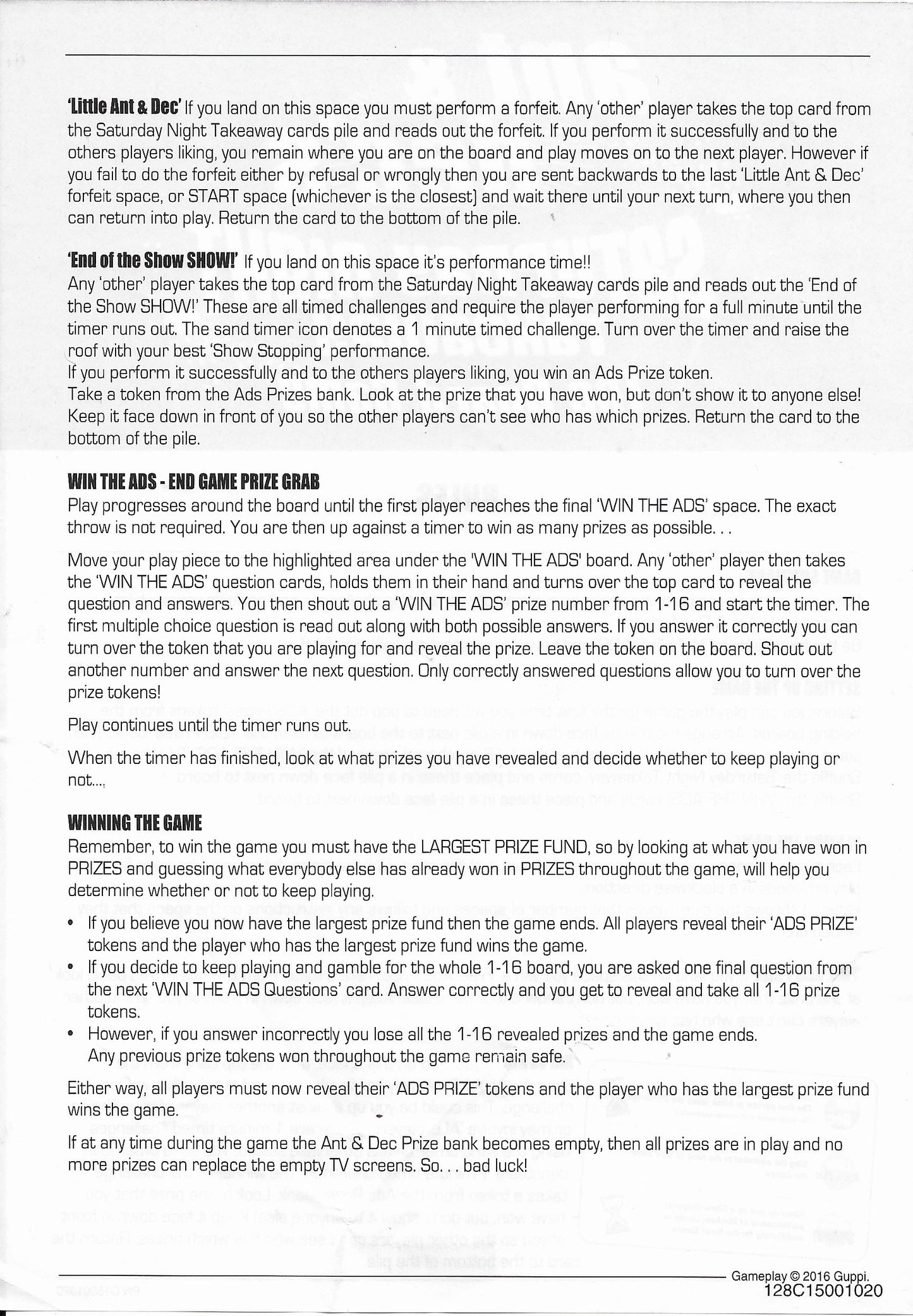 Official Rules for Playing Ant & Dec’s Saturday Night Takeaway (2016) at Home