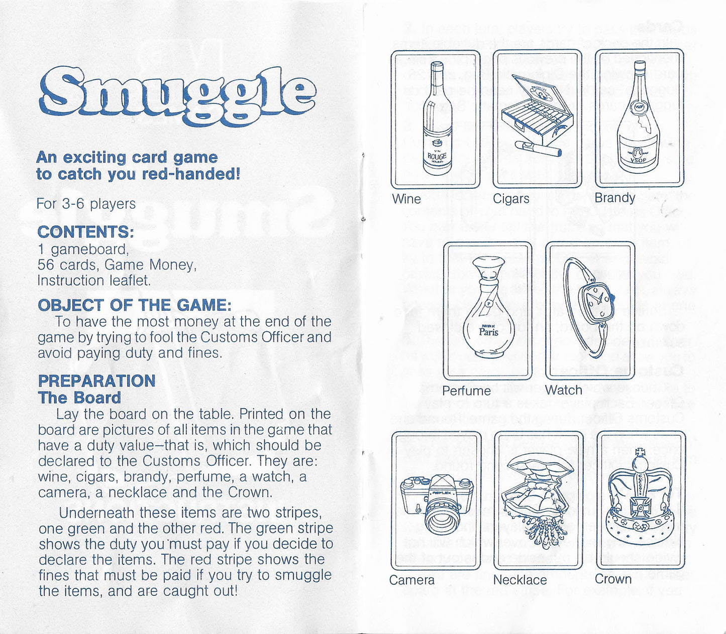 Official Rules for Smuggle (1981) – MB Games Bluffing Game