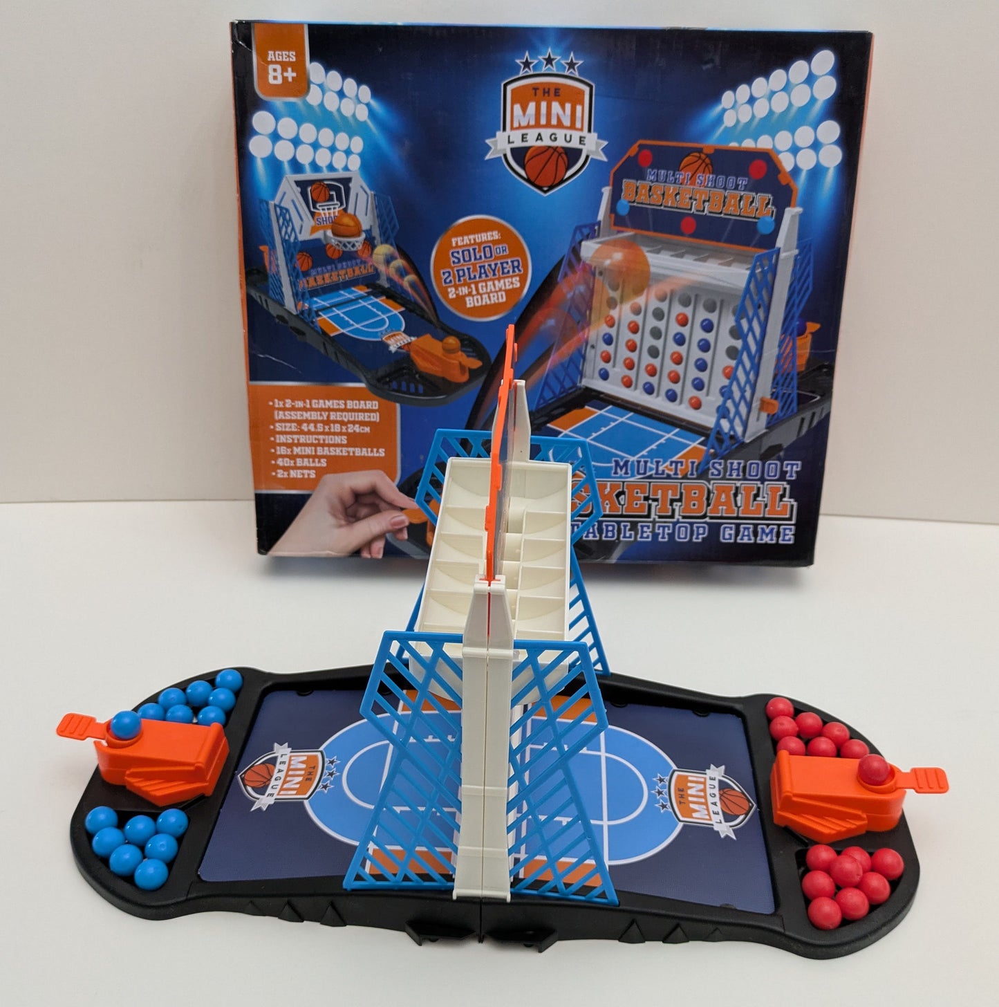 Two games in one – aim for the hoop or get four in a row for nonstop fun."