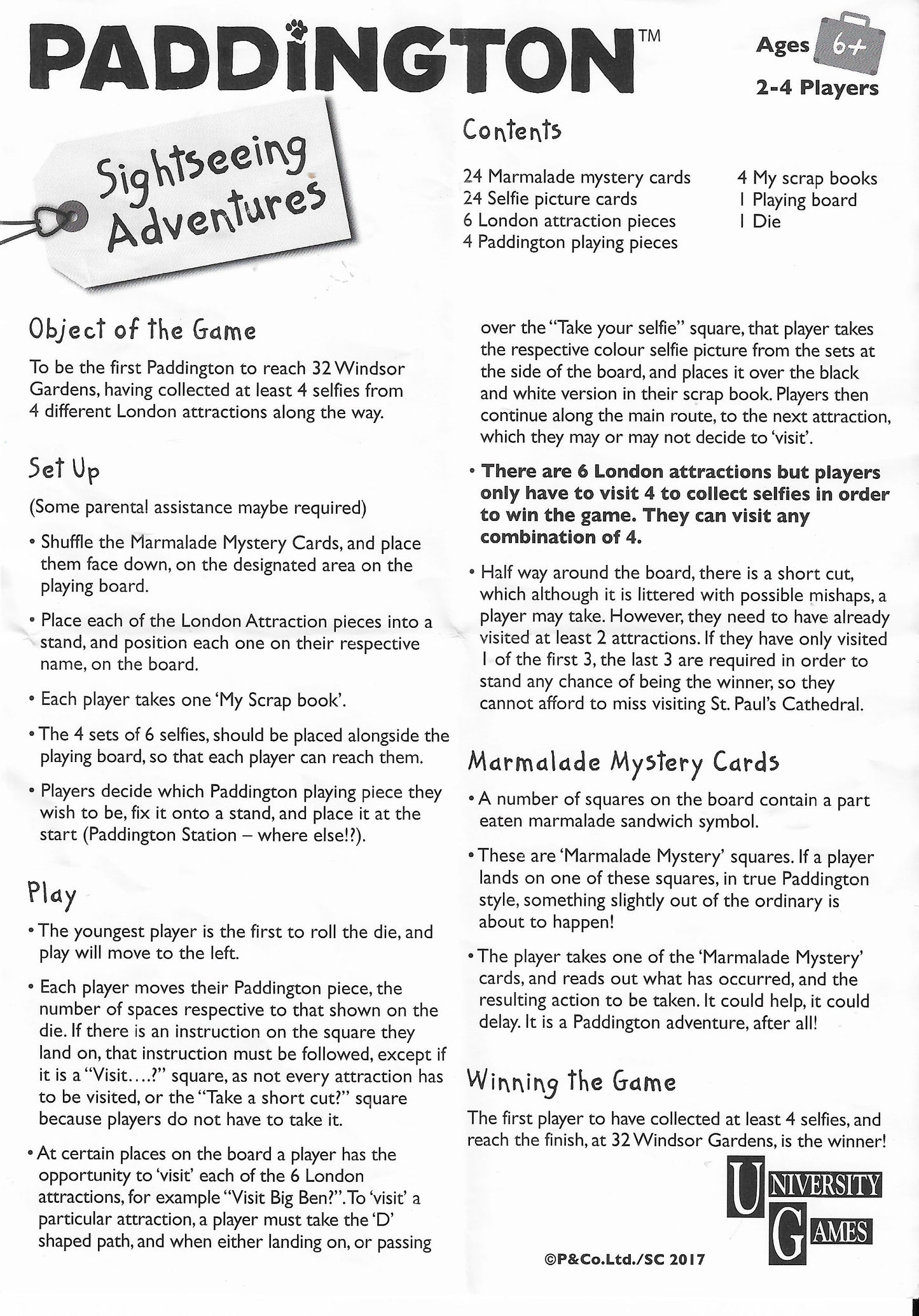 Paddington Board Game Rules (2017) – How to Play