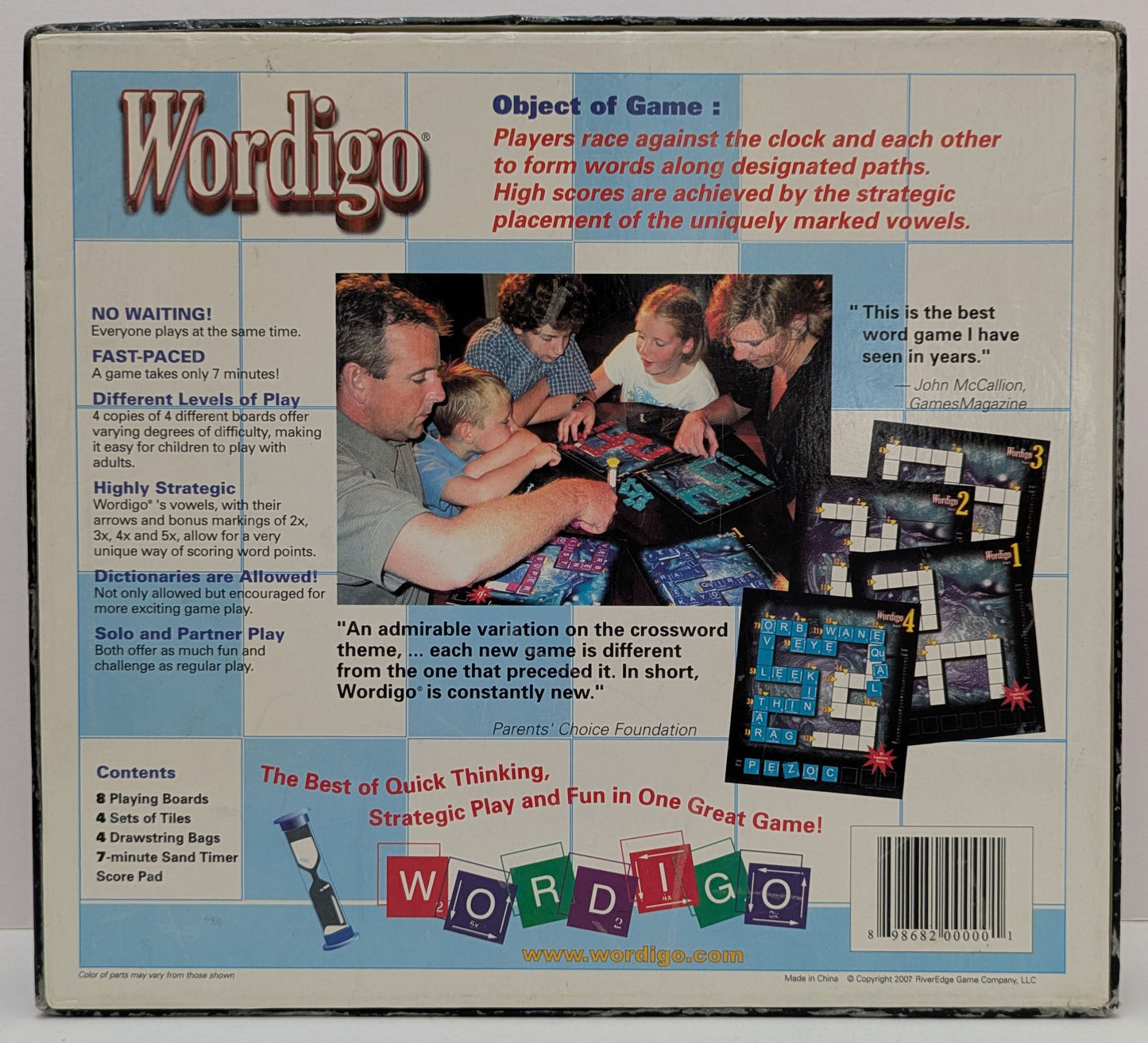 Play Wordigo (2007) and see who can create the smartest words in the shortest time.