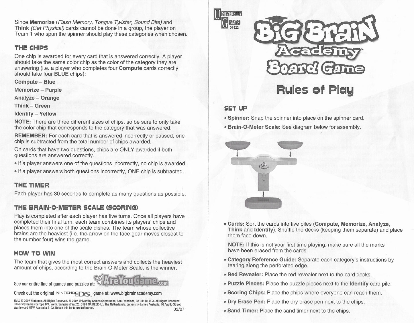 Race the clock to prove your skills in Big Brain Academy Board Game (2007).
