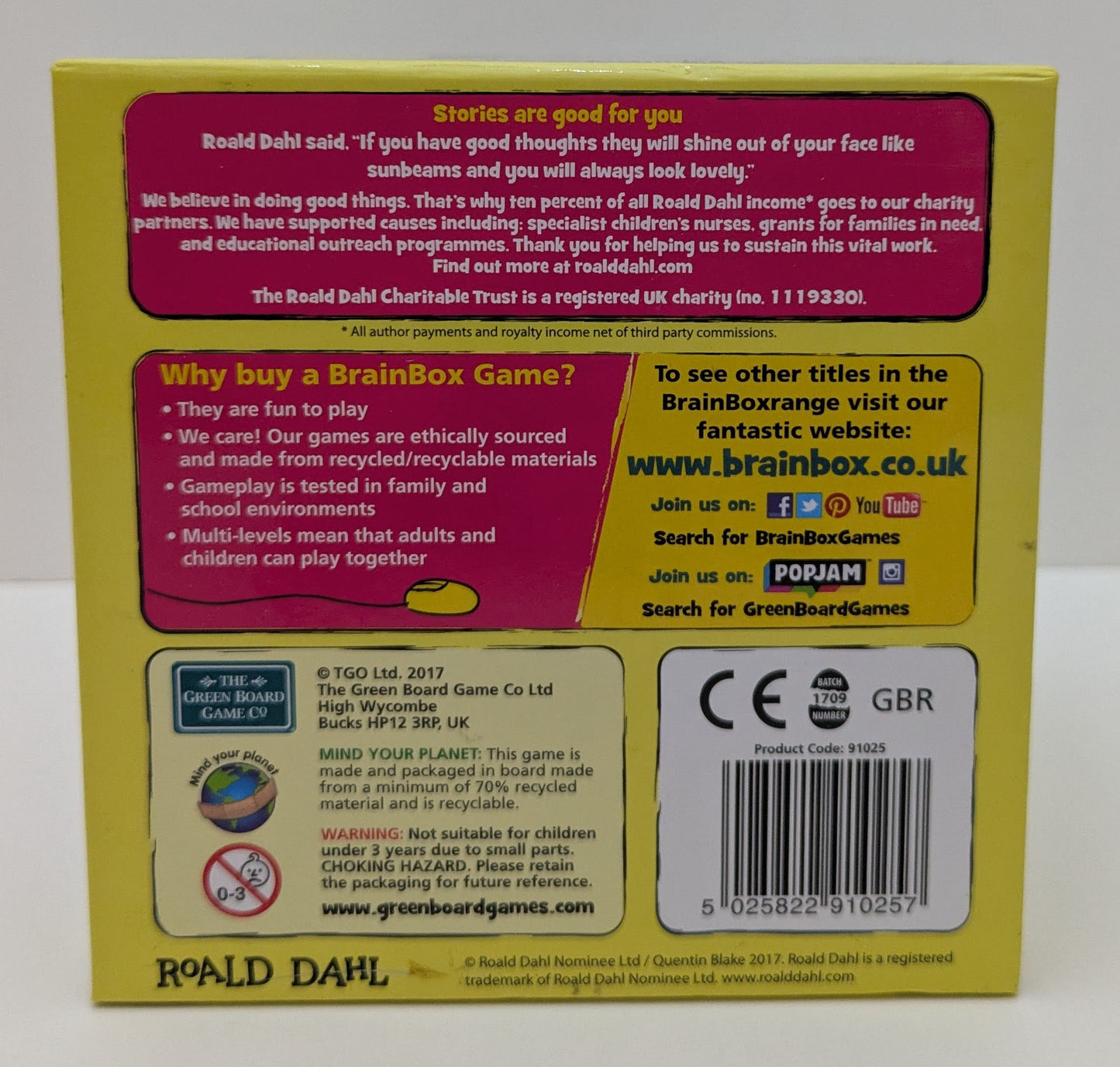 Roald Dahl – BrainBox (2018) Fun Memory Game for Families