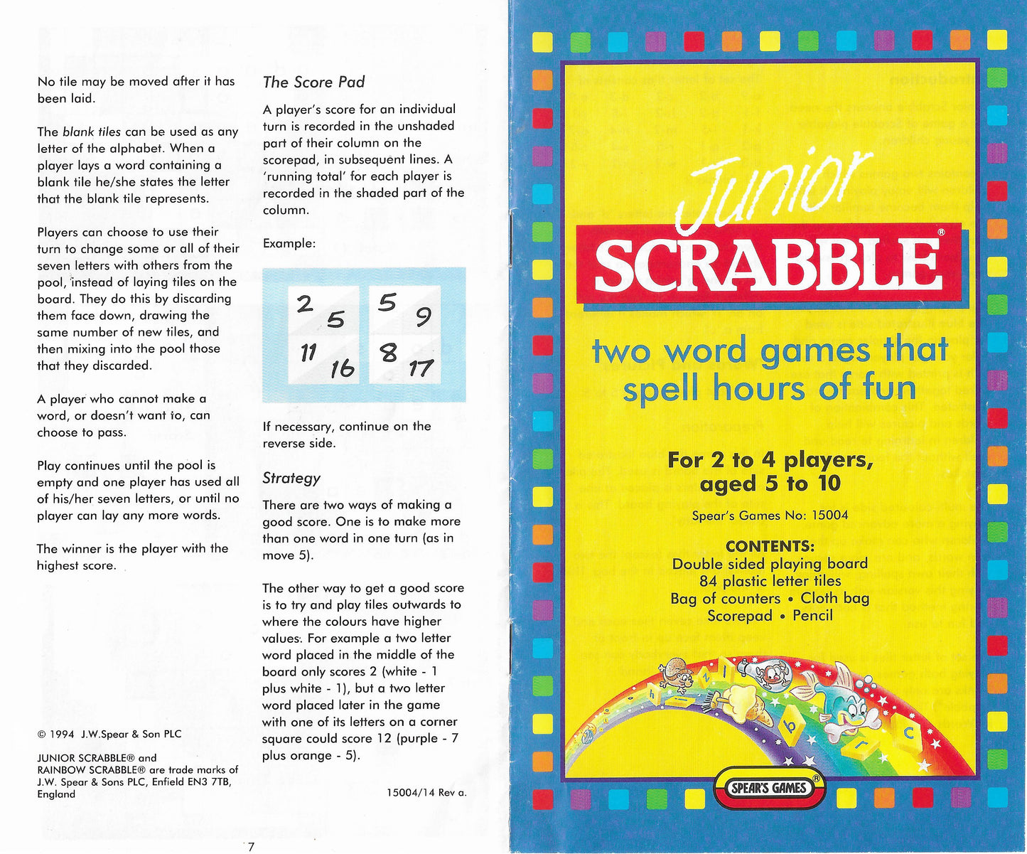 Scrabble Junior (1994) rules make it simple for children to learn word play.