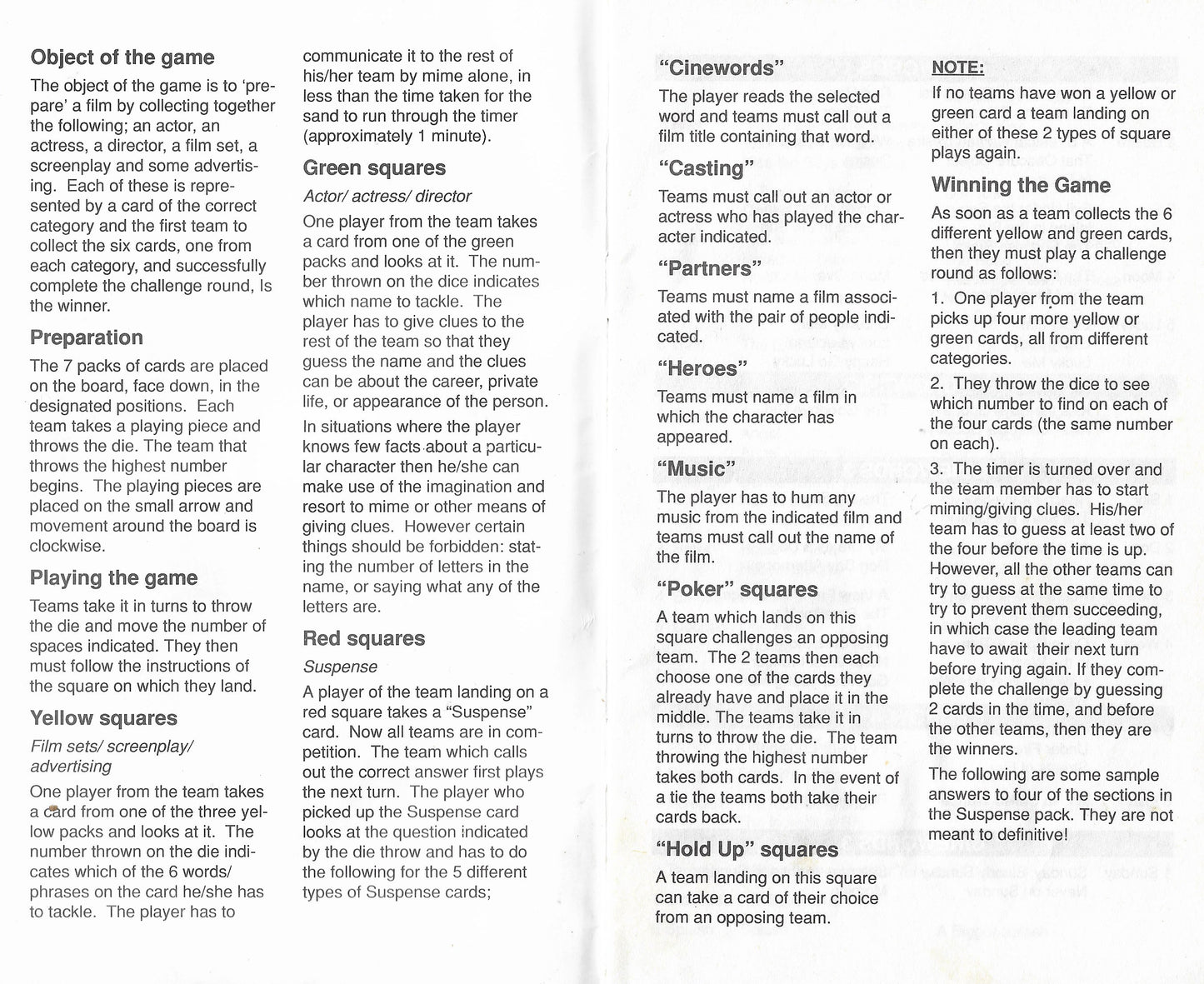 Screen Play (1990) Rules – How to Play the Retro Film Game