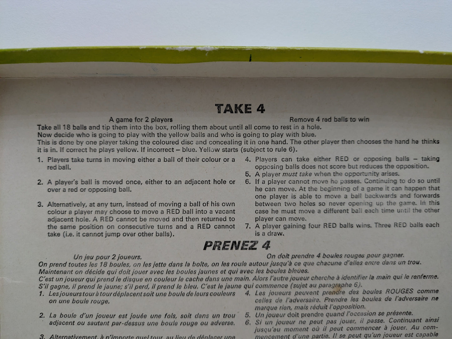 "Detailed Take 4 gameplay guide showing players how to plan tactical moves, capture balls, and block opponents’ progress."