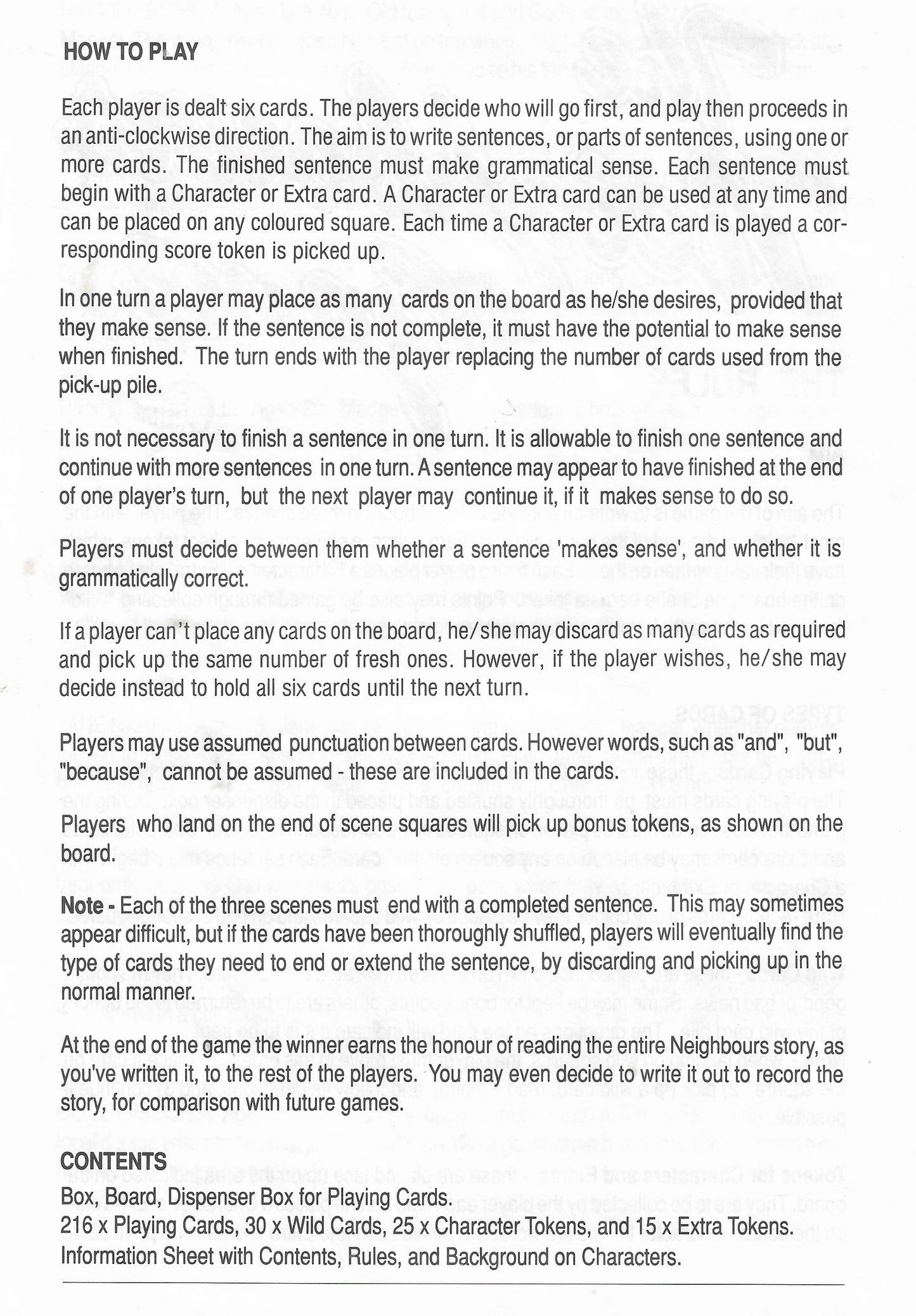 The Neighbours Game (1988) rules guide you through writing episodes in three dramatic scenes.