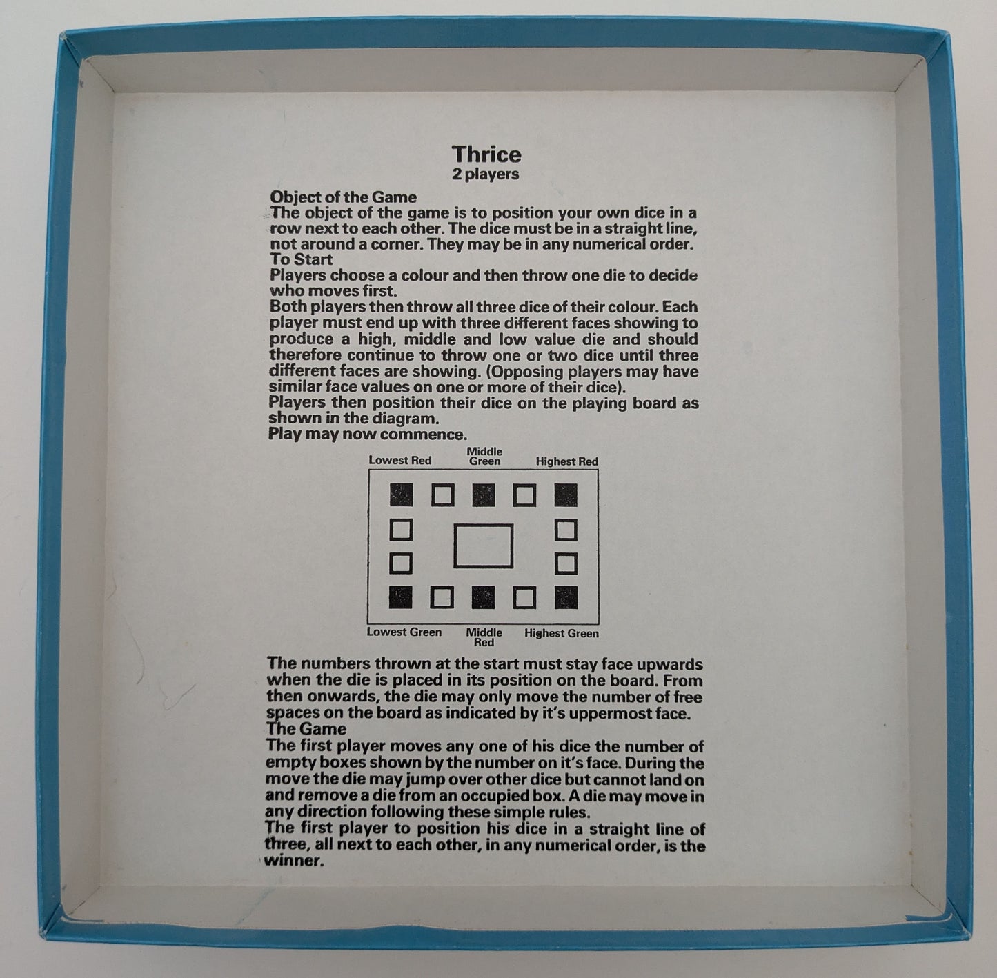 Thrice (1985) is perfect for quick-thinking players who love a good brain battle.