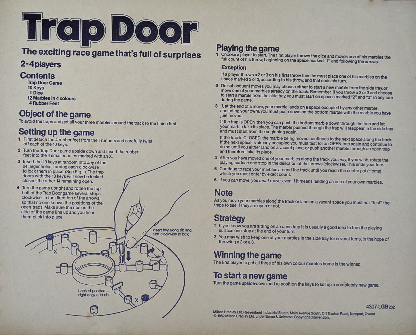 Trap Door (1982) Rules – Full instructions on how to play this suspenseful marble race game.
