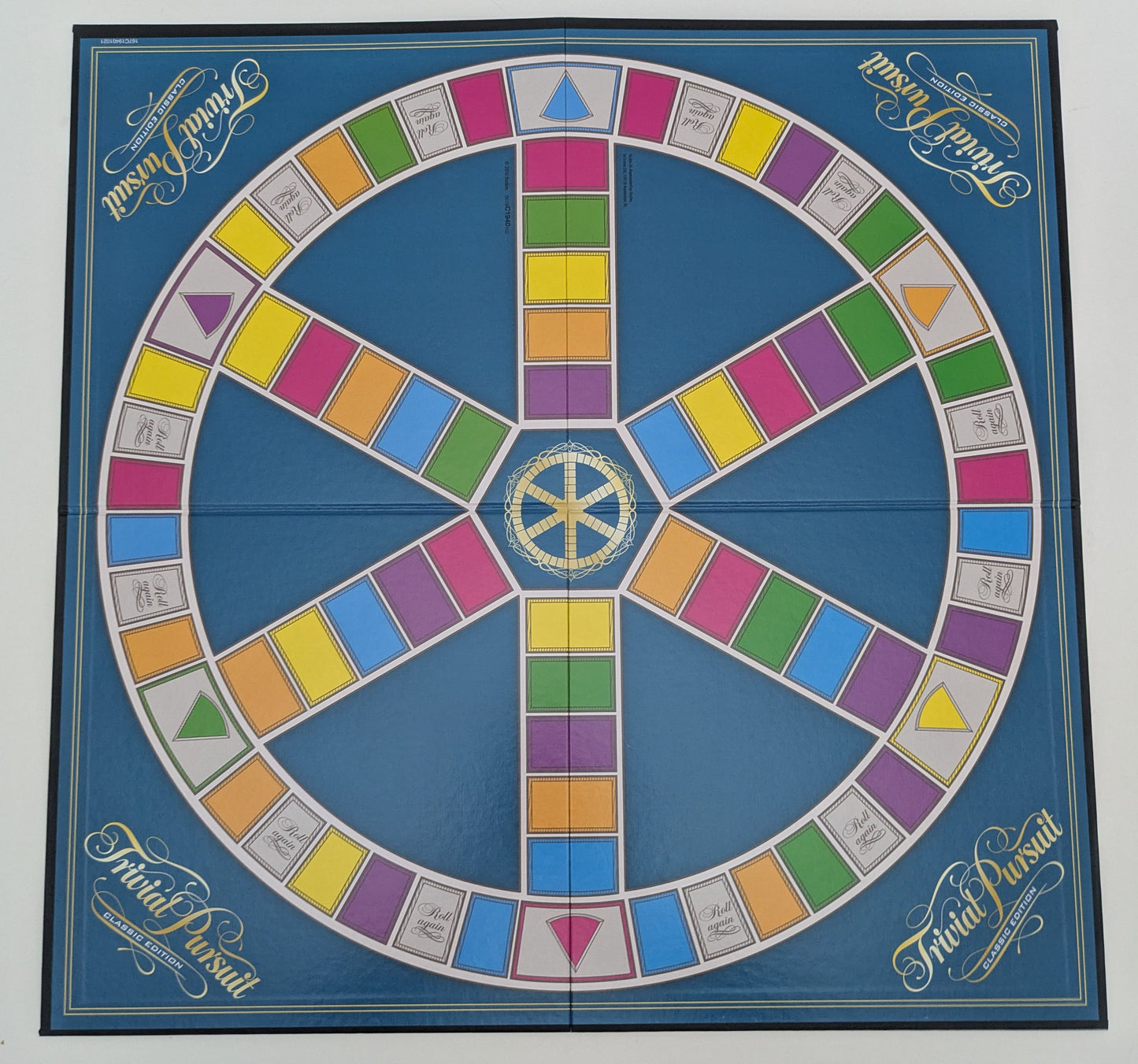 Trivial Pursuit – Classic Edition (2016) board game set up and ready to play.