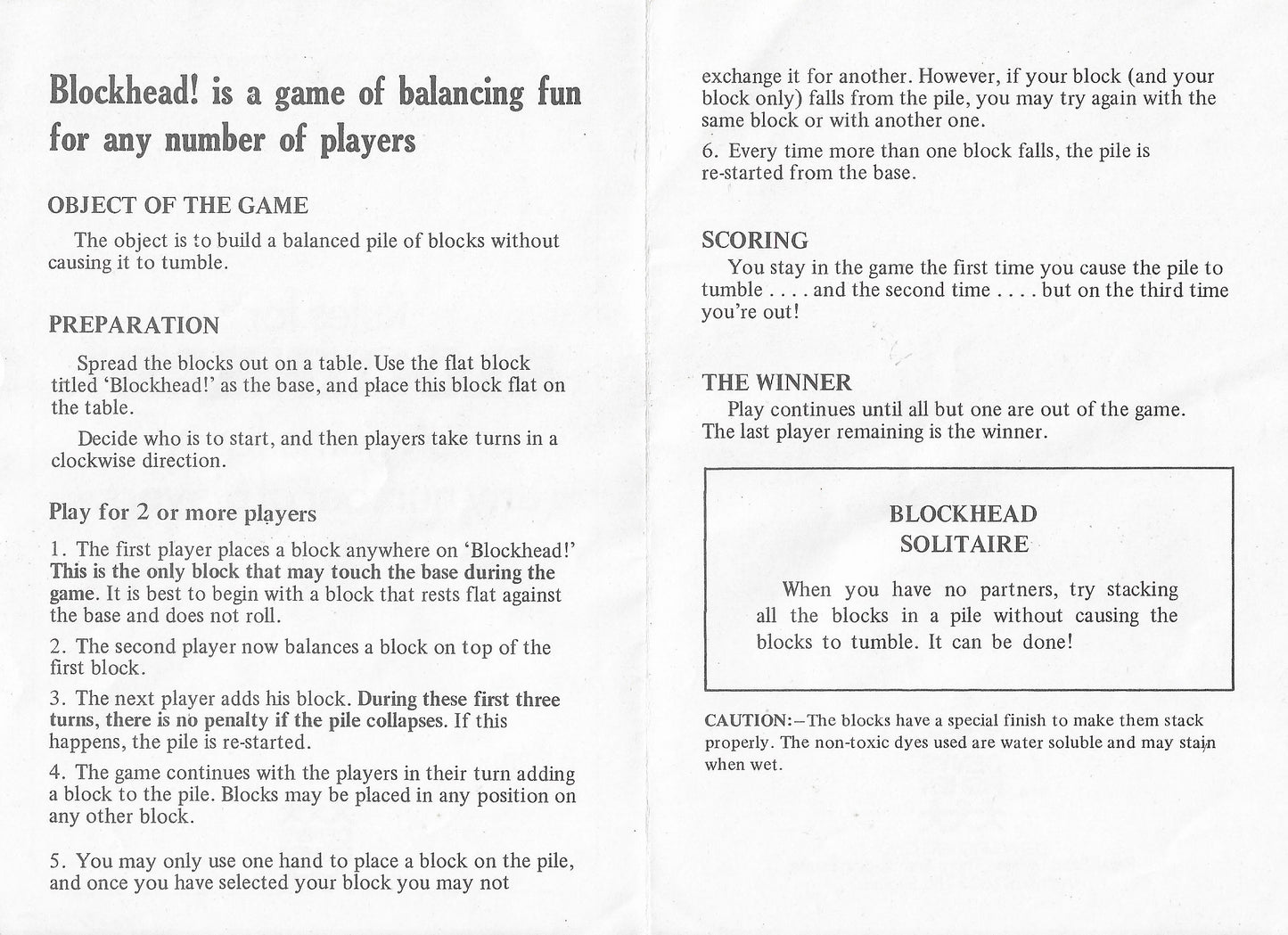 Whether you play solo or with family, Blockhead (1976) is pure retro fun with a wobbly twist.