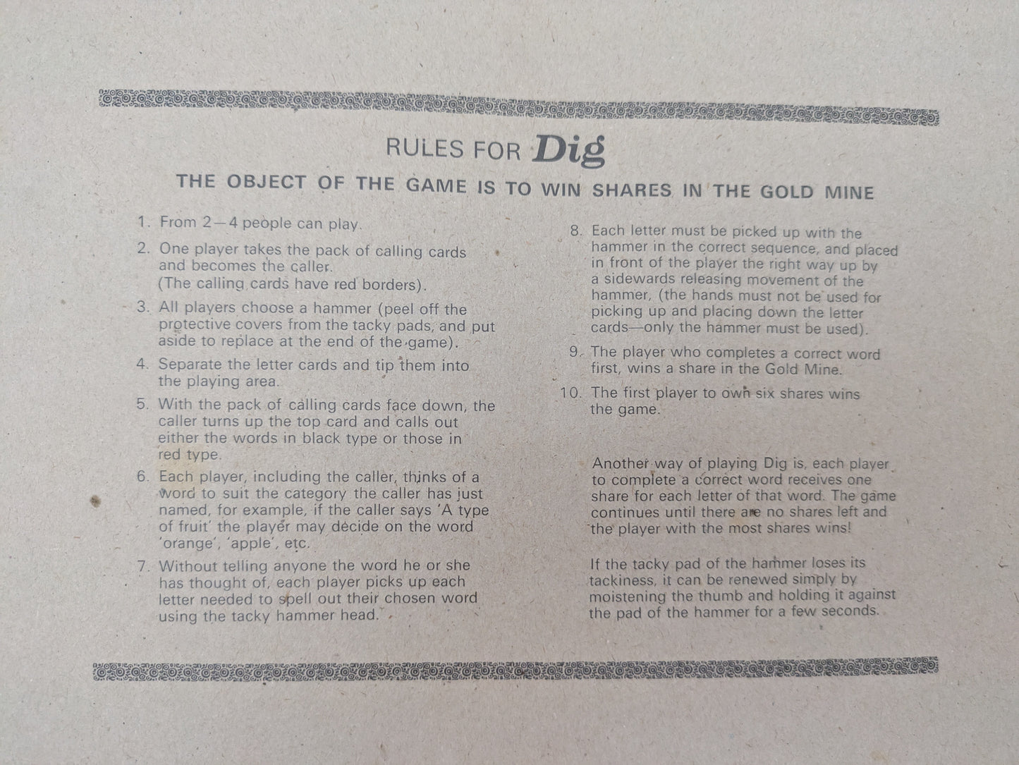 Whether you're playing with family or friends, Dig (1971) is one of those games that gets everyone talking and spelling out loud.