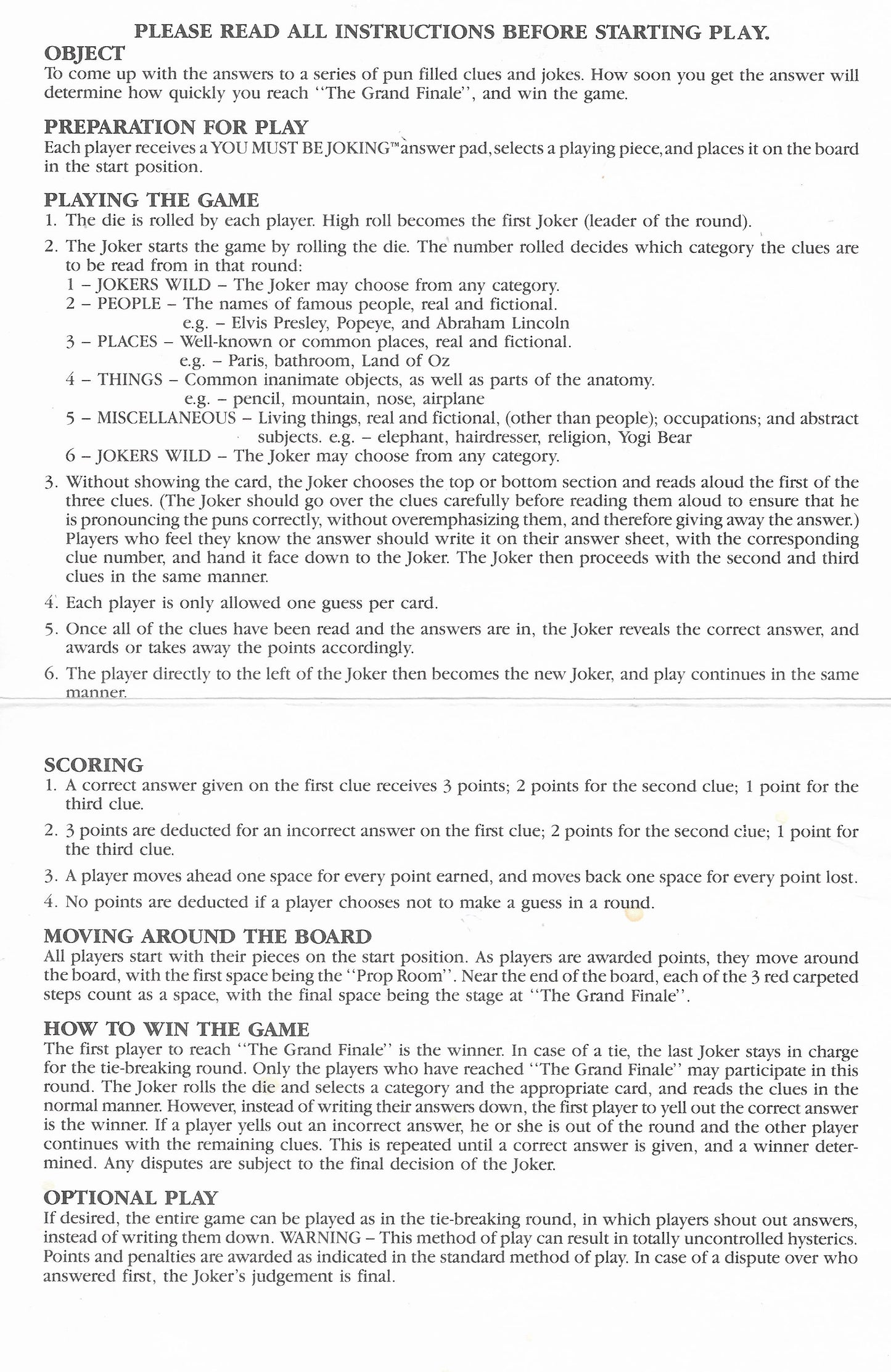 You Must Be Joking (1987) Game Rules – Learn the Basics Quickly