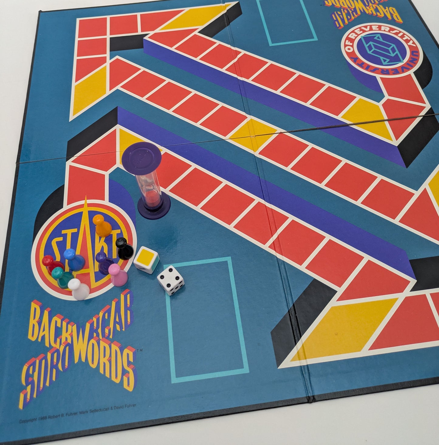 Backwords 1988 is a wild mix of wordplay, dice rolls, and a race to say it all backwards.