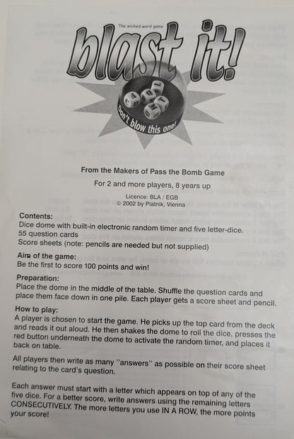 Blast It! (2002) - Fast-Paced Word Game | Rent Now from GamesUnite