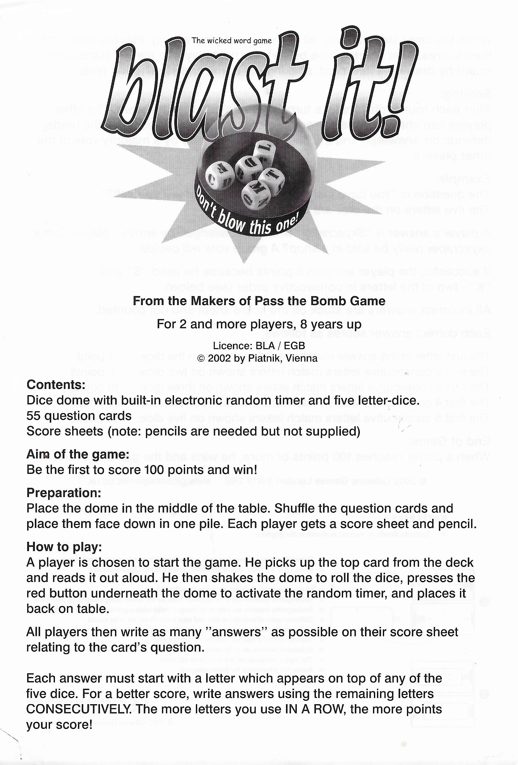 Blast It! (2002) is perfect for teens, grown-ups, and anyone who loves a bit of silly shouting.
