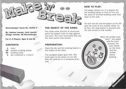 Bring the blocks, bring the timer – Make 'N' Break (2004) is ready to build your game night.
