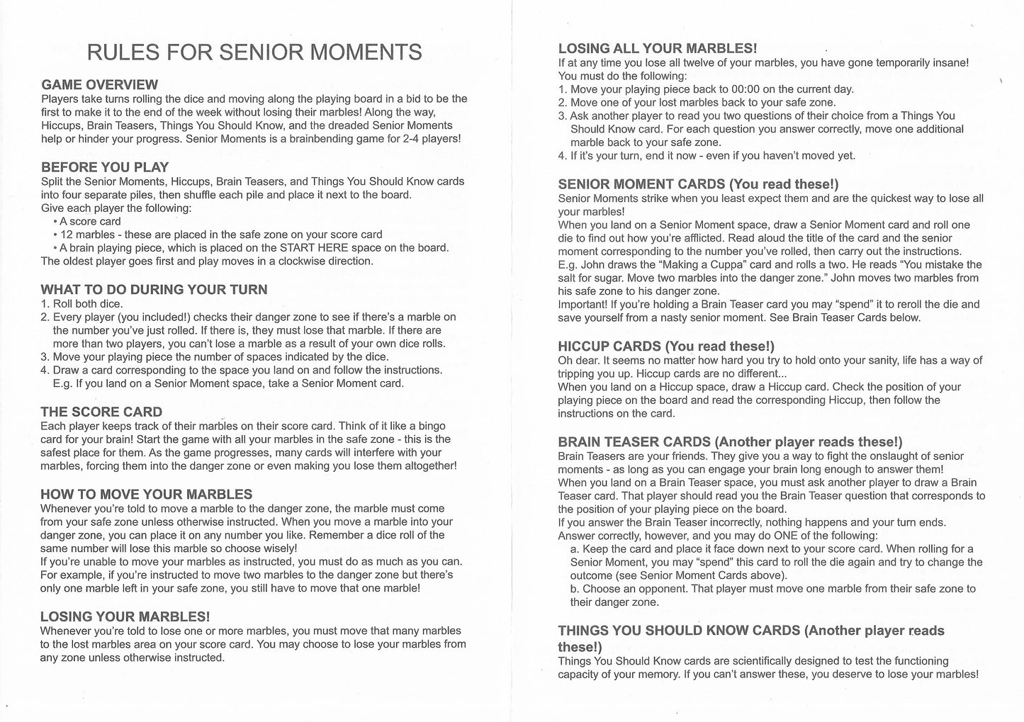 Can you make it to the end without losing all your marbles in Senior Moments (2008)