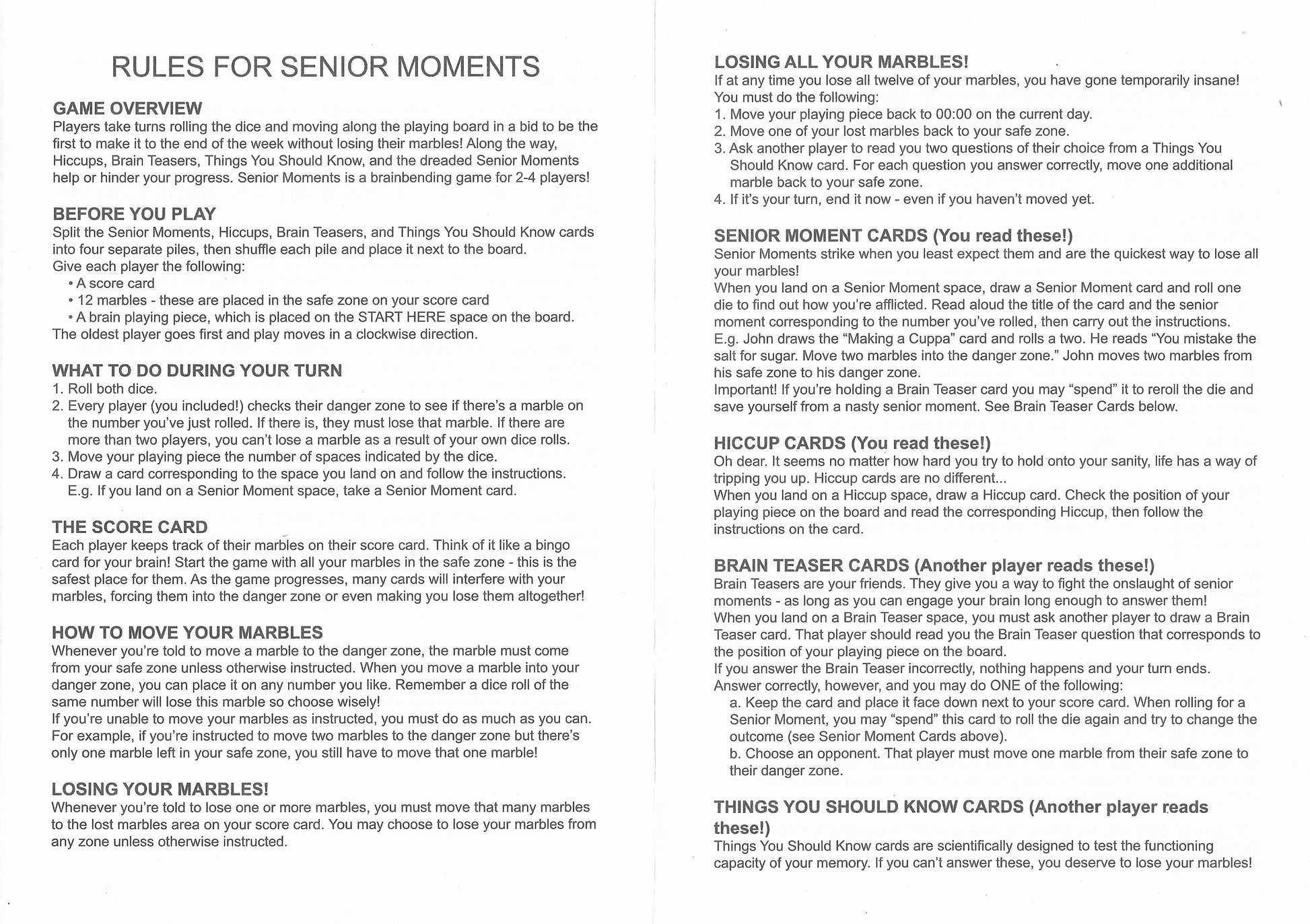 Can you make it to the end without losing all your marbles in Senior Moments (2008)