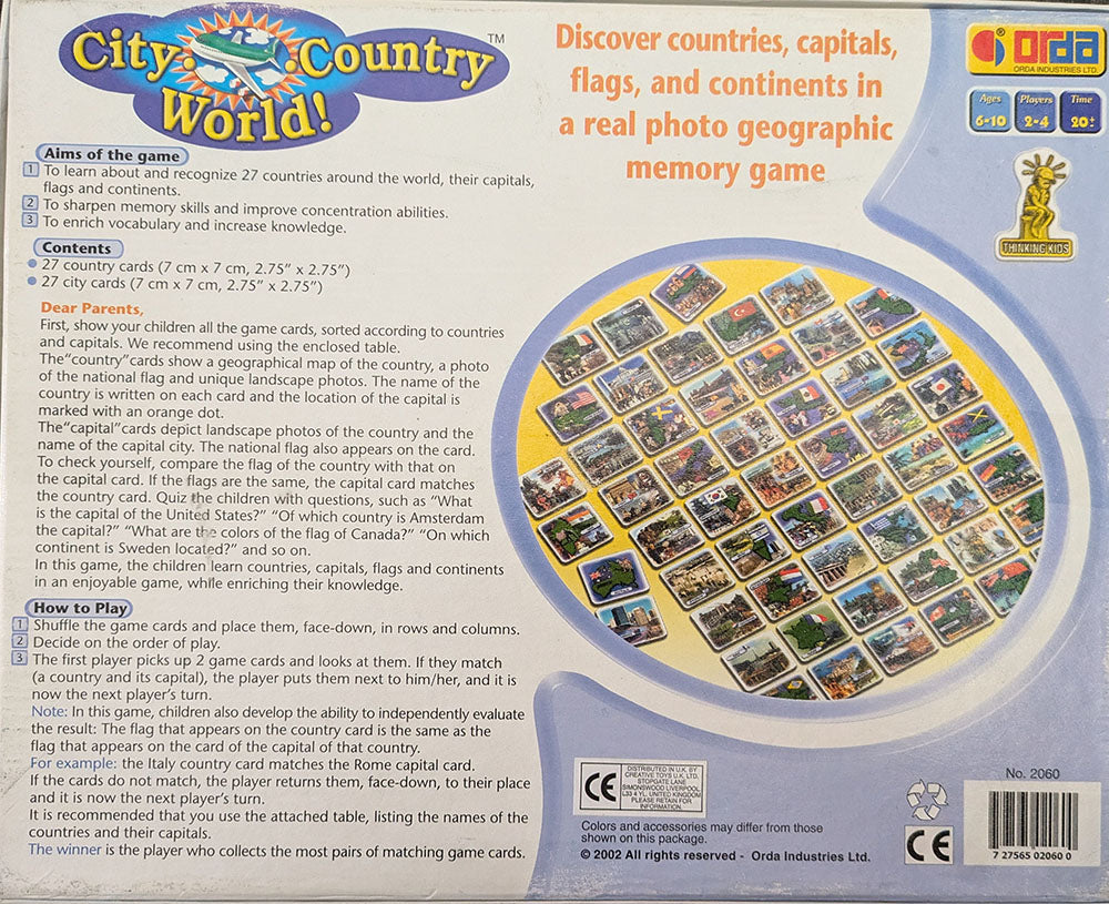 "Detailed City Country World gameplay guide explaining how to navigate the game board, answer world trivia, and complete memory challenges."