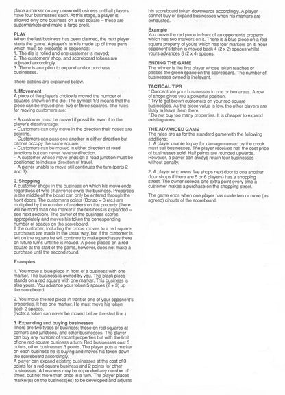 City (1989) full rules and instructions for setting up and playing.