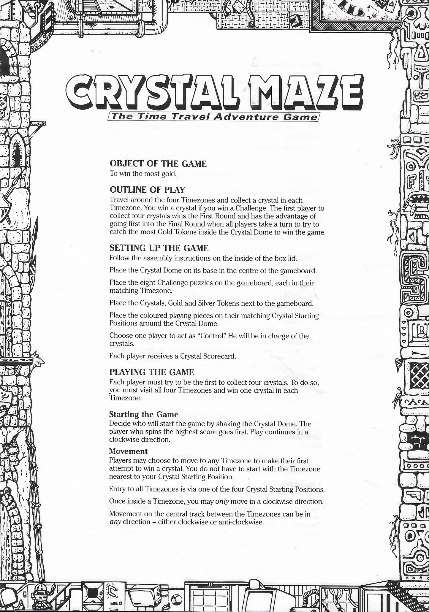 Crystal Maze (1991) rules describe how timed challenges work and what happens when a challenge is completed or failed.