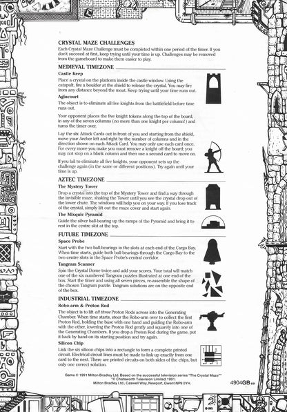 Crystal Maze (1991) rules explain how points are counted and how the winner is decided.