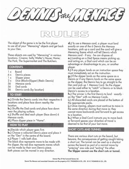 Dennis the Menace (1989) Rules – Learn How to Play This Classic Retro Family Game