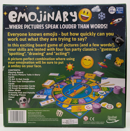 Draw it out, act it out, and scramble clues in Emojinary (2015)