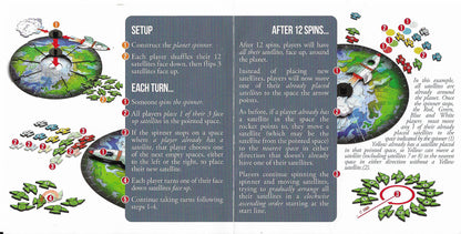First player to arrange their satellites in perfect order around the board wins the game.