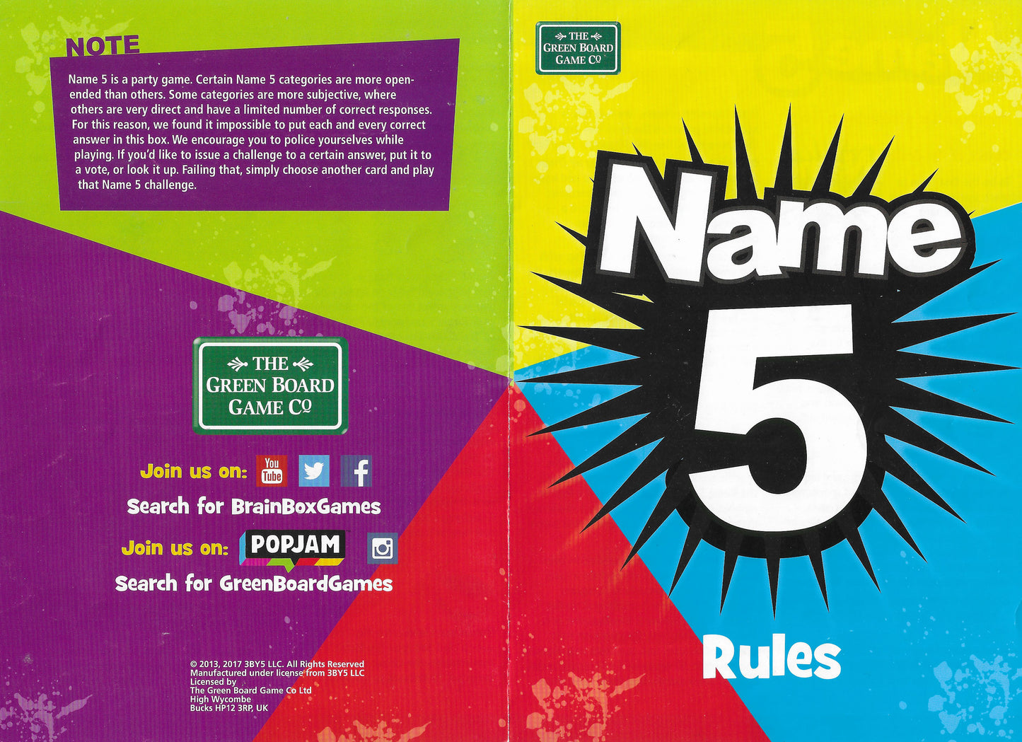 From orange foods to famous actors – Name 5 (2013) will have you laughing and thinking on your feet.