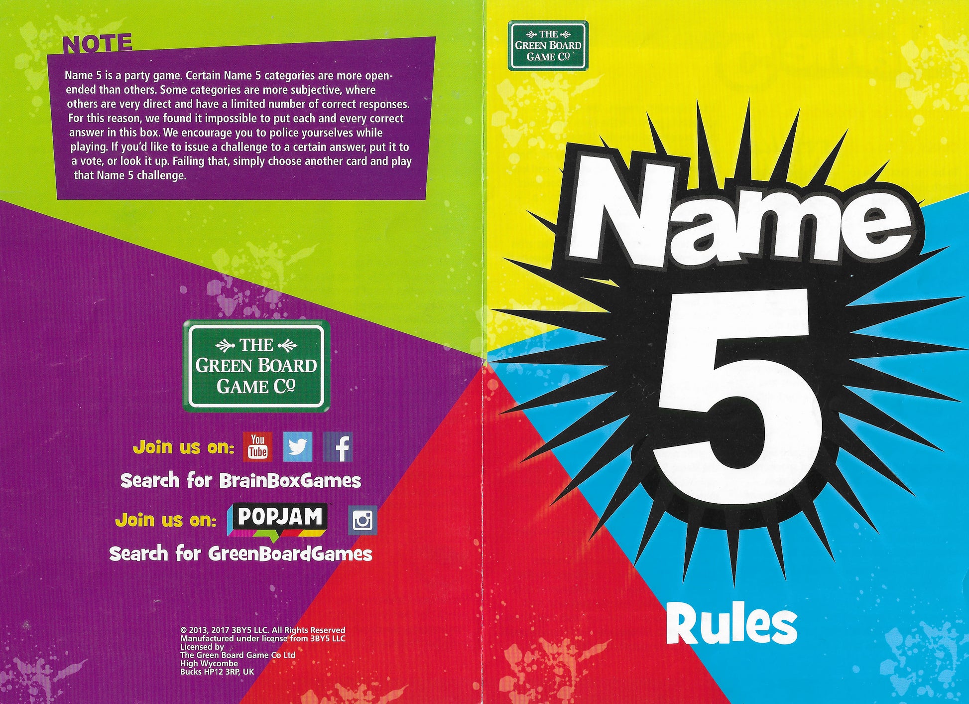 From orange foods to famous actors – Name 5 (2013) will have you laughing and thinking on your feet.