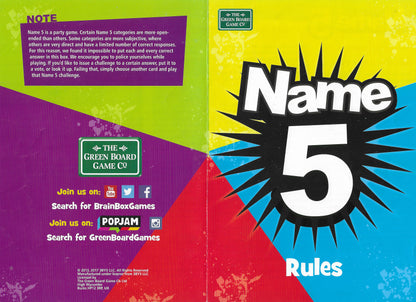 From orange foods to famous actors – Name 5 (2013) will have you laughing and thinking on your feet.