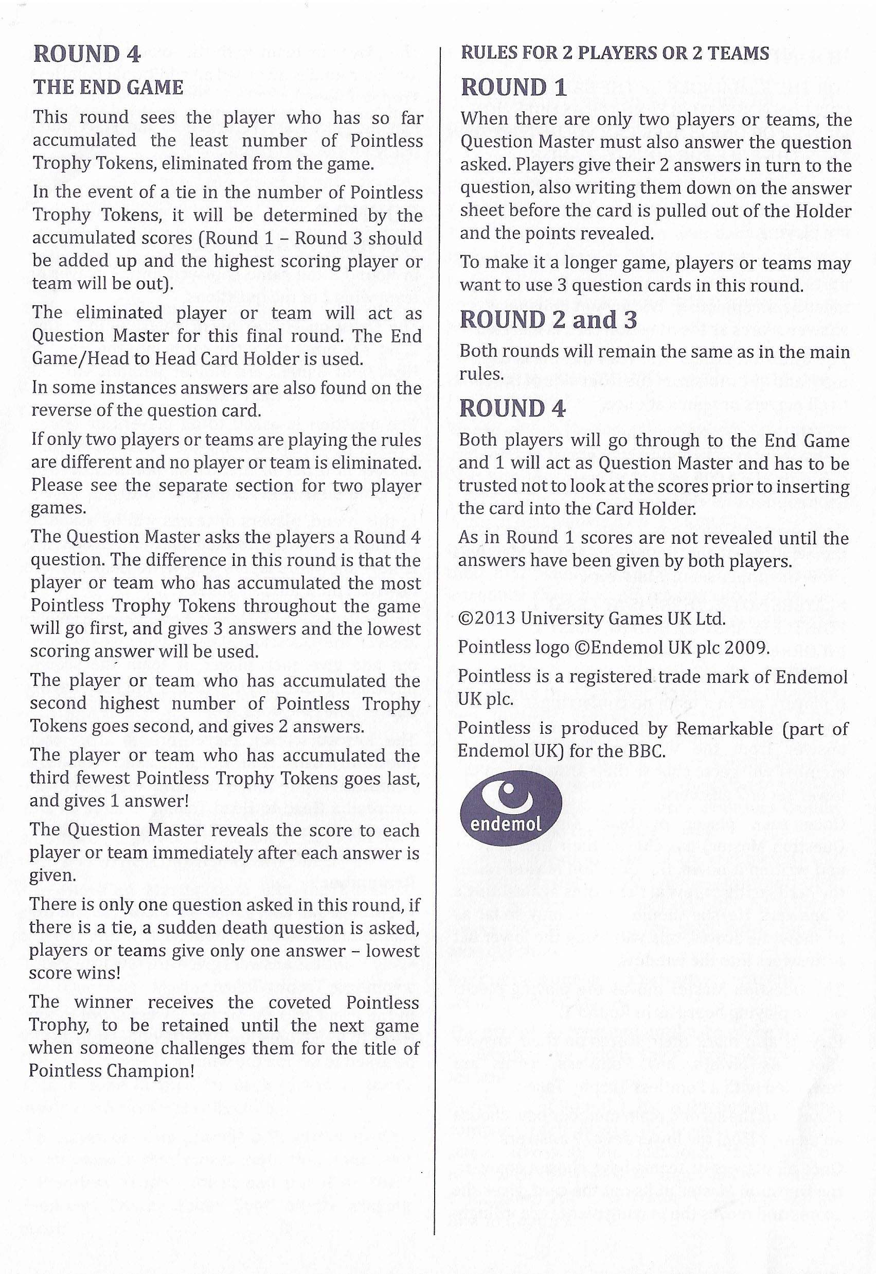 Full instructions and game sheets make playing Pointless (2012) simple and fun for everyone.